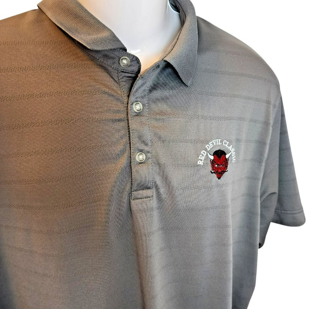 Callaway Golf Polo XL Tall | Poly | Gray Microstripe | Red Devil Classic